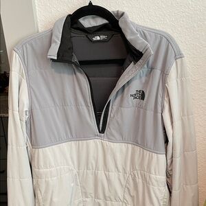 The North Face Light Gray and White Pullover